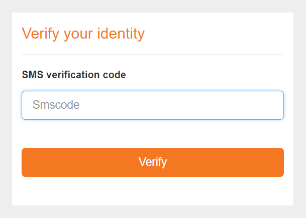 Enter sms verification code